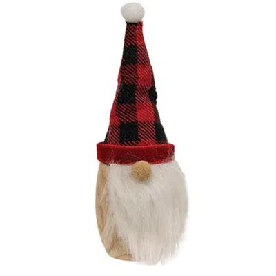 Homegifo Nordic Wooden Gnome W/black & Red Buffalo Check Hat In Multi
