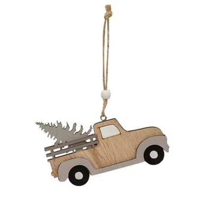 Homegifo Nordic Wooden Truck With Tree Ornament In Neutral