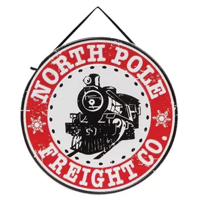 Homegifo *north Pole Freight Co. Embossed Metal Sign In Black