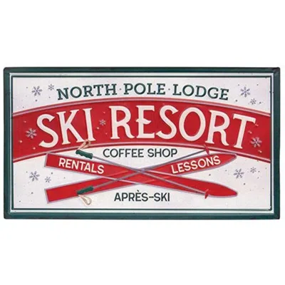 Homegifo North Pole Lodge Ski Resort Metal Sign In Multi