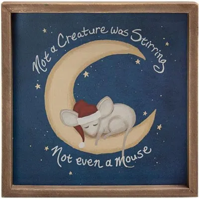 Homegifo Not A Creature Was Stirring Mouse On The Moon Framed Sign In Blue