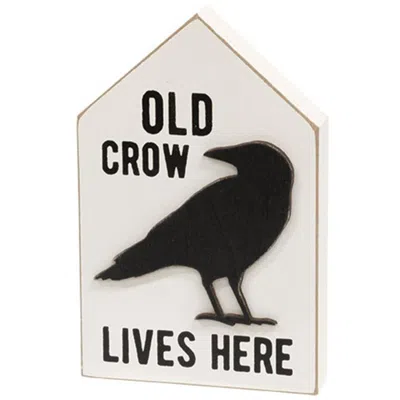 Homegifo Old Crow Lives Here Wooden Block Sitter In Black