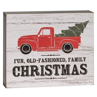 Homegifo Old Fashioned Family Christmas Truck W/tree Box Sign In Red