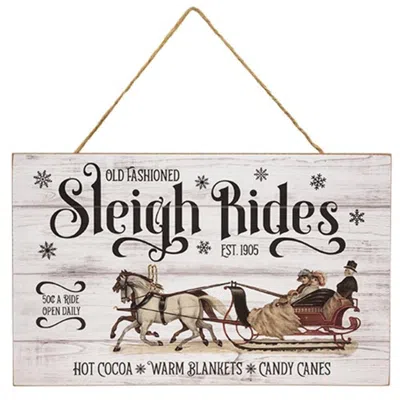 Homegifo Old Fashioned Sleigh Rides Barnwood Look Sign In White