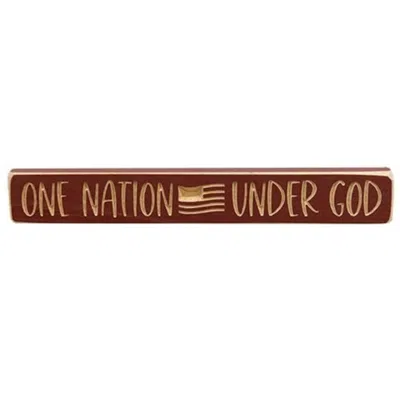 Homegifo One Nation Under God W/flag Engraved Block 12"