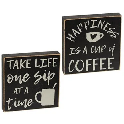 Homegifo One Sip At A Time Square Block 2 Asstd. In Black