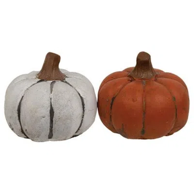 Homegifo Orange & White Mini Resin Pumpkin 2 Asstd. In Multi