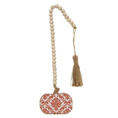 Homegifo Orange Damascus Print Beaded Pumpkin Strand In Red