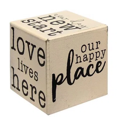 Homegifo Our Happy Place Six-sided Block In Neutral