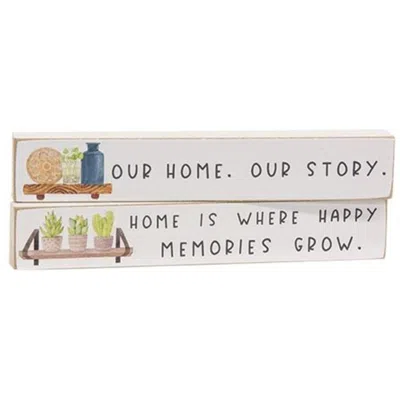 Homegifo *our Home Our Story Mini Stick 2 Asstd. In White