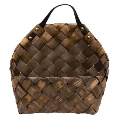 Homegifo Oval Wall Mail Basket In Brown