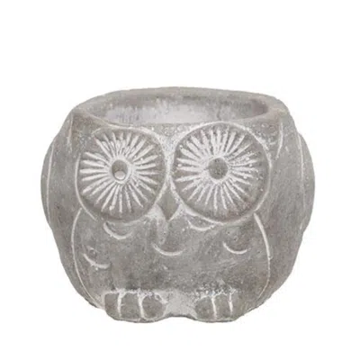 Homegifo Owl Resin Planter In Gray