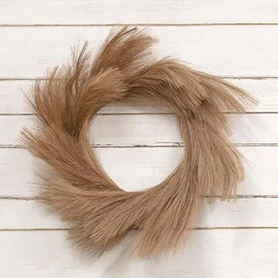 Homegifo *pampas Grass Wreath 24" Taupe In Brown