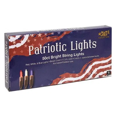 Homegifo Patriotic Lights Brown Cord 50 Ct. In Blue