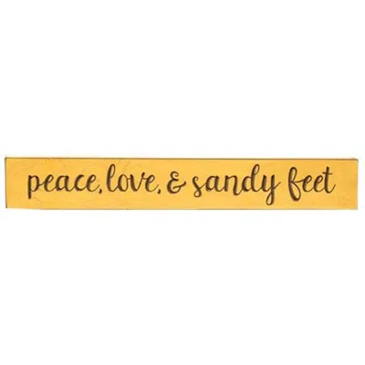Homegifo *peace Love & Sandy Feet Engraved Sign 24" In Yellow