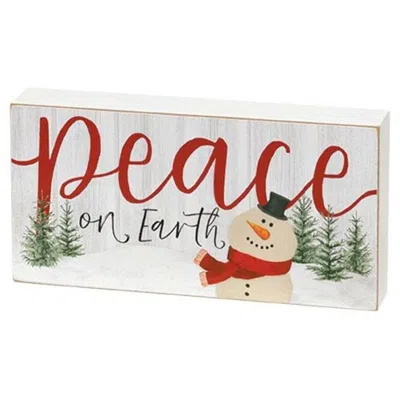 Homegifo Peace On Earth Snowman Rectangle Box Sign In White