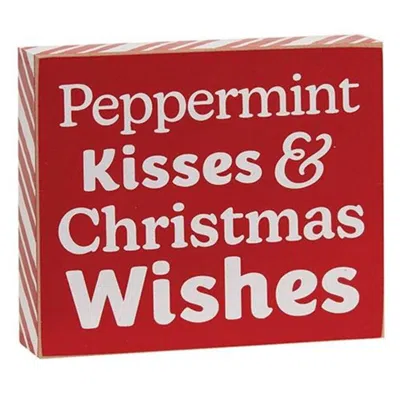 Homegifo Peppermint Kisses Mini Box Sign In Red