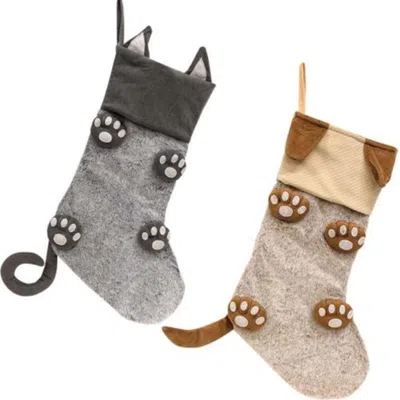Homegifo *pet Paw Print Christmas Stocking 2 Asstd. In Multi