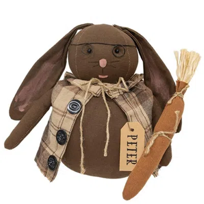 Homegifo Peter Bunny Doll W/glasses & Carrot In Blue