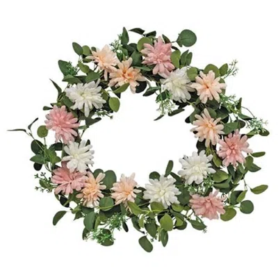 Homegifo *pink Blush & White Spring Flower & Eucalyptus Wreath In Multi