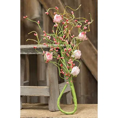 Homegifo Pink Rosebud Bush 18" In Green