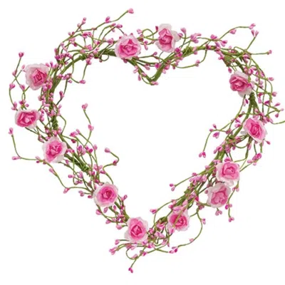 Homegifo Pink Roses & Pip Berry Heart Wreath