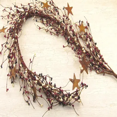 Homegifo Pip Berry Garland With Stars Country Mix 40" In Brown