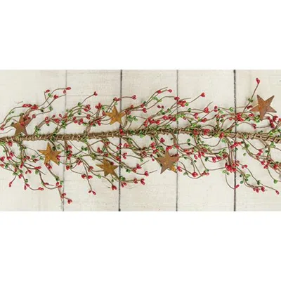 Homegifo Pip Berry Garland With Stars Red And Green 40" In Multi