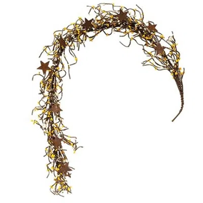 Homegifo Pip Berry Garland With Stars Yellow & Cream 40" In Brown