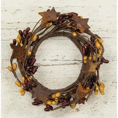 Homegifo Pip Berry Ring With Stars Burgundy And Old Gold 2" In Yellow