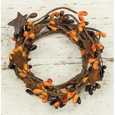 Homegifo Pip Berry Ring With Stars Primitive Mix 2" In Orange