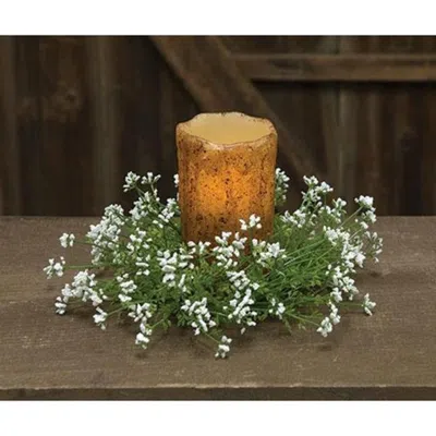 Homegifo Pixieflower Candle Ring Cream 3" In Green