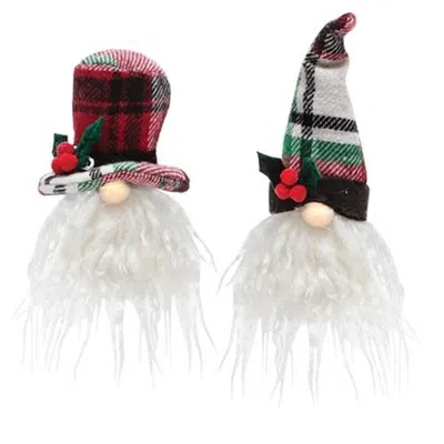 Homegifo *plaid Santa Gnome Ornament W/led Light 2 Asstd. In Multi