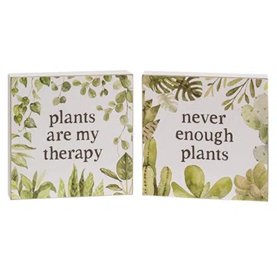 Homegifo Plants Are My Therapy Box Sign 2 Asstd. In White