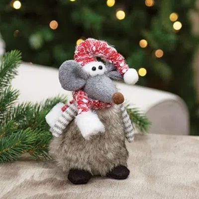 Homegifo Plush Fur Standing Mouse W/santa Hat & Scarf - 2 Asstd. In Multi