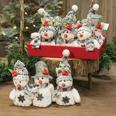 Homegifo Plush Snowman Ornament 3 Asstd. In Multi