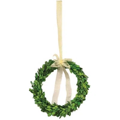 Homegifo Preserved Boxwood Ring W/ribbon 10" Dia In Green