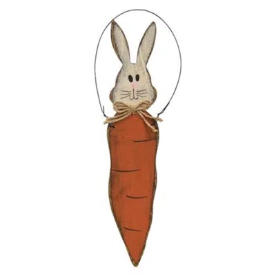 Homegifo Primitive Bunny Carrot Ornament In Red