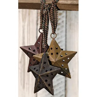 Homegifo Primitive Cutout Star Ornament 3 Asstd. In Brown
