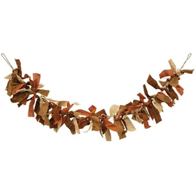Homegifo Primitive Fall Colors Rag Garland In Brown