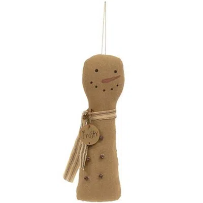 Homegifo Primitive Frosty Jingles Snowman Hanger In Brown