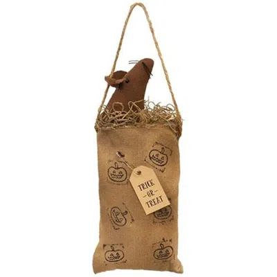 Homegifo Primitive Mouse In Jack O Lantern Bag In Brown