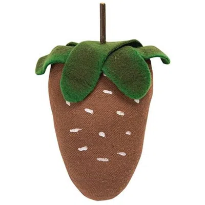 Homegifo *primitive Painted Stuffed Strawberry 5.25" In Brown