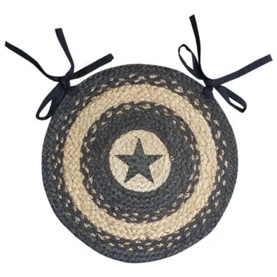 Homegifo Primitive Pewter Star Braided Chair Pad In Multi