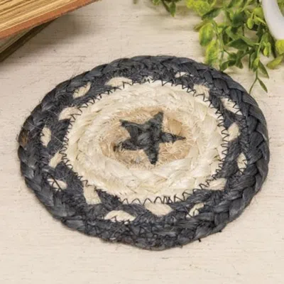 Homegifo Primitive Pewter Star Braided Coaster In Gray