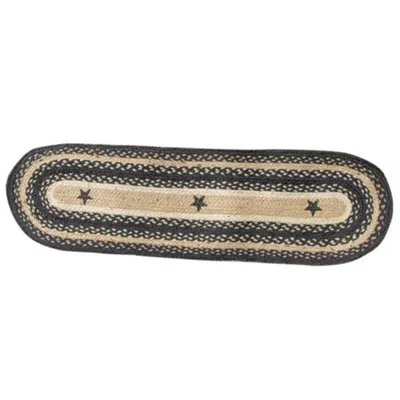 Homegifo Primitive Pewter Star Braided Runner In Blue