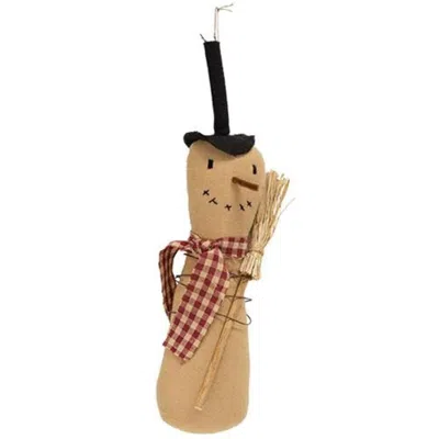 Homegifo Primitive Snowman With Check Scarf Hanger In Brown