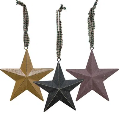Homegifo Primitive Star Ornament 4.5" 3 Asstd. In Blue