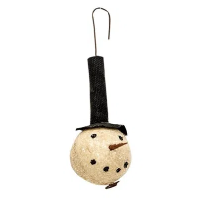 Homegifo Primitive Top Hat Snowman Head Ornament In Neutral