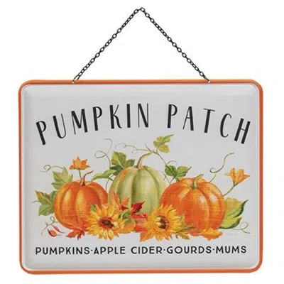 Homegifo Pumpkin Patch Enamel Hanging Sign In Orange